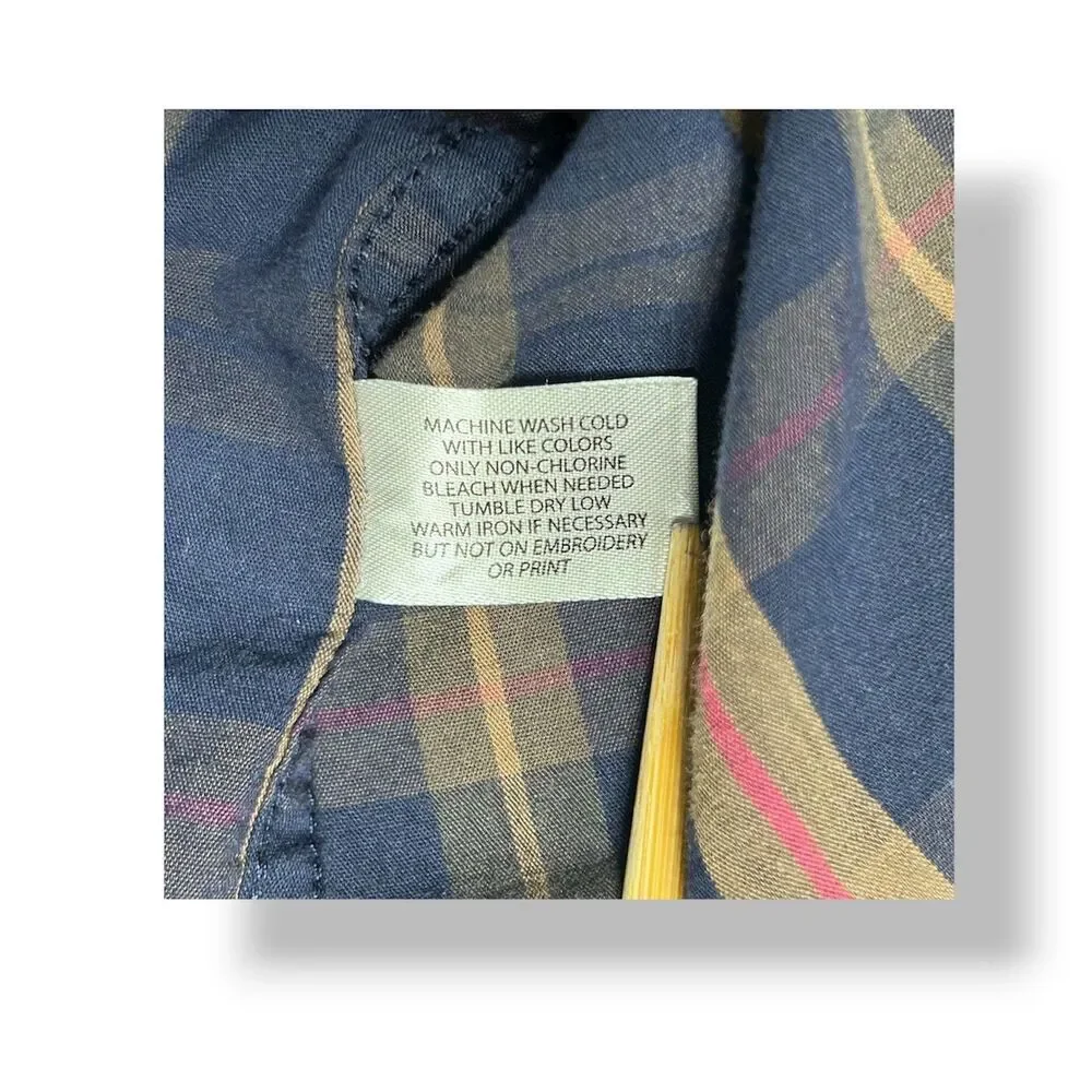 U.S. Polo Assn.‎ Men’s L Navy Yellow Plaid Stretch Button-Up Shirt Casual Preppy
